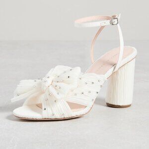 NWT Loeffler Randall Camellia Heeled Sandal in White Rhinestone Size 8.5